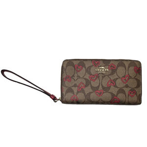 COACH LARGE PHONE WALLET SIGNATURE CANVAS WITH CRAYON ❤HEART 91578